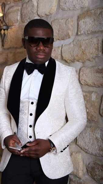 

new fashionable ivory groom tuxedos shawl lapel groomsmen man mens wedding suits (jacket+pants+vest+tie) d:203, Black;gray