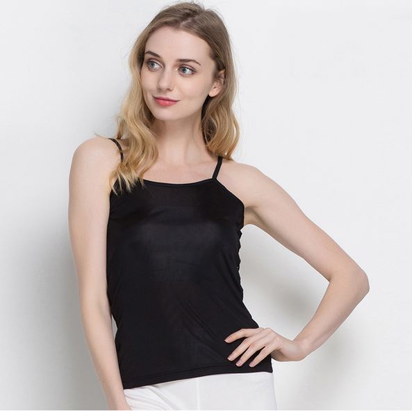 

Regular Women Silk Camis Natural Silk Basic Camisoles Comfortable Silk Tank Tops Summer Halter Top Black White Nude Pink Solid