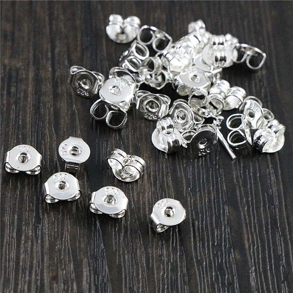 

100pcs 925 silver plated copper earring back plug earring settings base ear studs back whole sale-l2-42, Blue;slivery