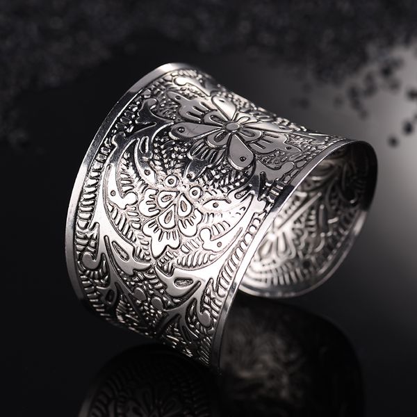 

whole salewomen bracelet bangle silver vintage open cuff bangle female unique party jewelry accessories charm bracelet punk metal, Black