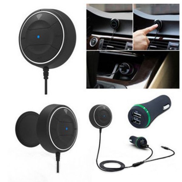 

marsnaska bluetooth 4.0 hands car kit with nfc function +3.5mm aux receiver music aux speakerphone 2.1a usb car charger