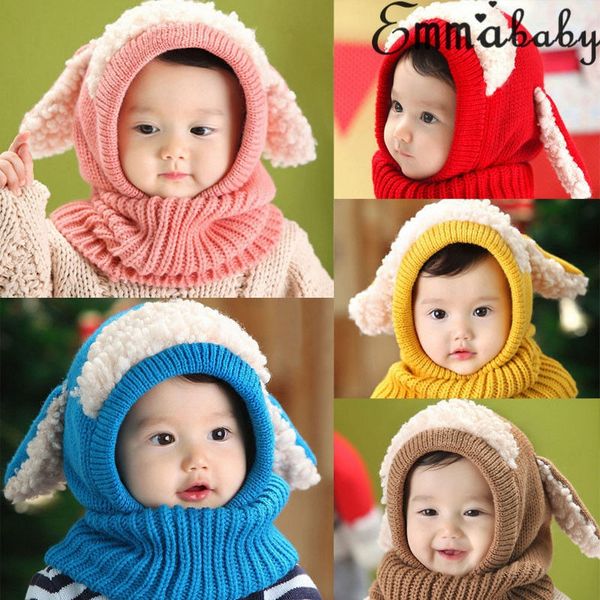 

kids winter beanie warm hat hooded scarf earflap knitted baby toddler cap