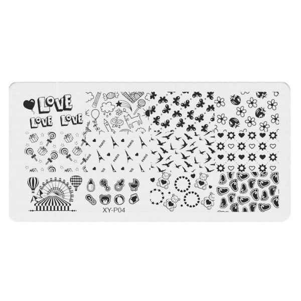 

1pc nail art stamping plate steel nail seal manicure printer tool stamping stamp patterns template, White
