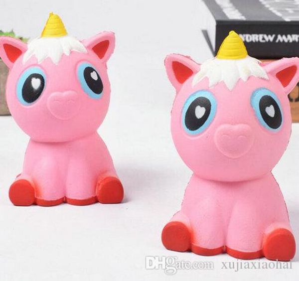 

kawaii squishy slow rising pink unicorns 11cmx7cm soft horse squeeze toys pendant anti stress kid cartoon toy decompression toy