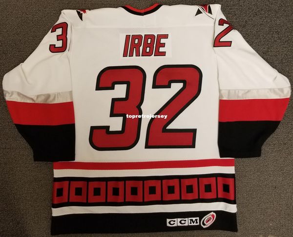

wholesale custom arturs irbe vintage carolina hurricanes ccm hockey jersey white mens retro jerseys, Black;red