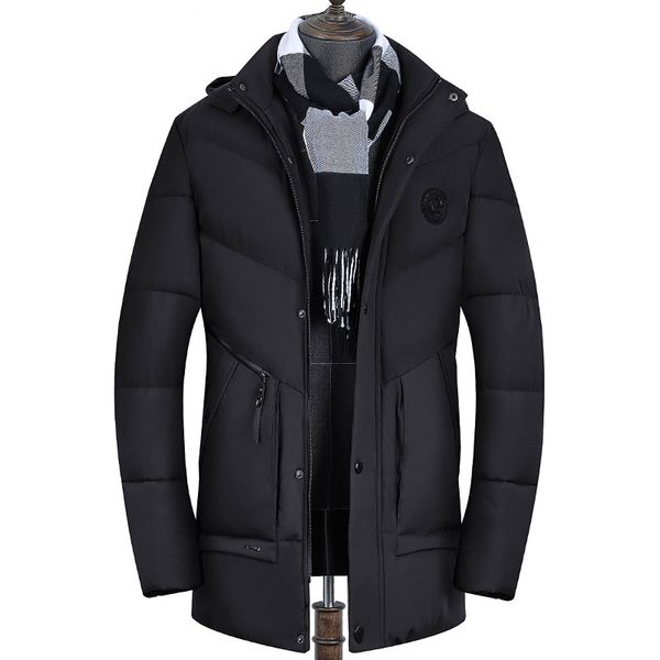 

2018 brand mens parka warm thick long coat men causal hooded men winter clothes cotton-padded jacket chaquetas hombre invierno, Black