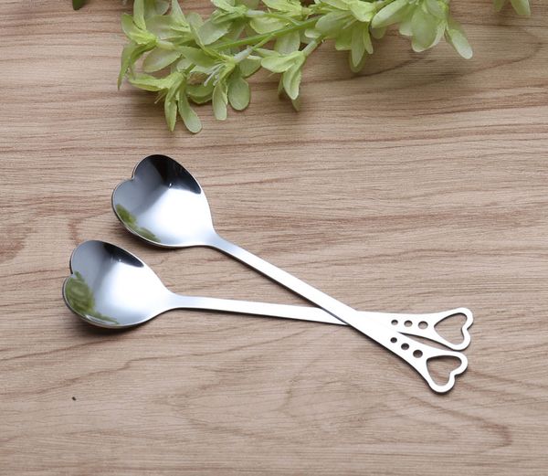 

heart shape stainless steel coffee spoon dessert sugar stirring spoon ice cream yogurt honey spoon kitchen gift