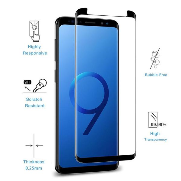 

для samsung s9 s9 плюс случае дружественных закаленное стекло пузырь бесплатно полное покрытие 3d-экран протектор для samsung примечание 8 s