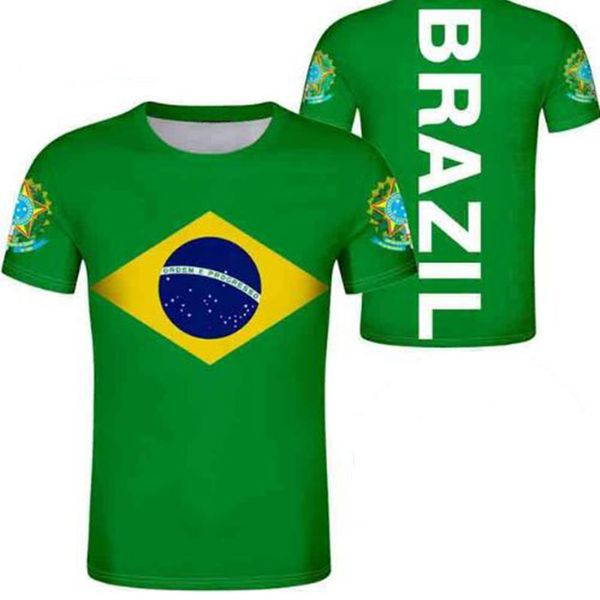 Brezilya T Gömlek Ücretsiz Özel Ad Numarası Sutyen Ülke T-shirt Portekiz BR bayrak Portekizce Baskı Fotoğraf Brasil Federativa DIY Giysileri