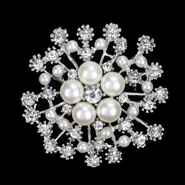

ladies wear accessories with big snowflake pearl crystal brooch exquisite flower brooch pin wholesale and retail accessories, Gray