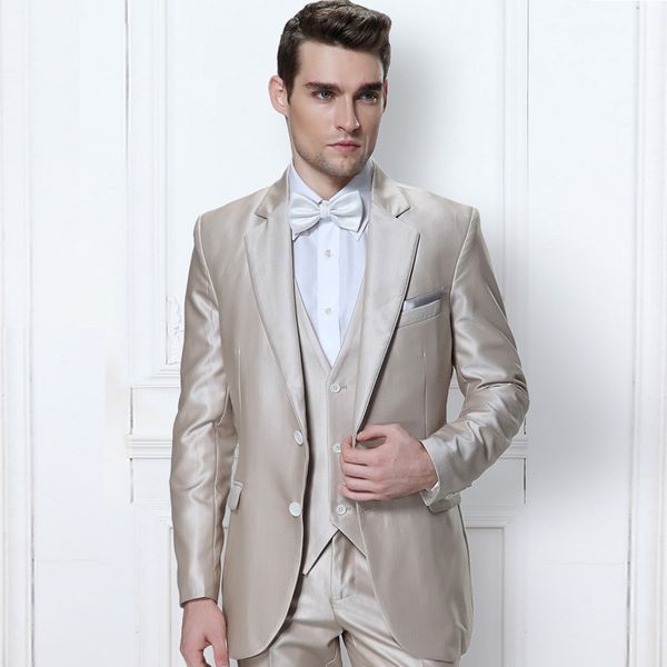 

latest designs champagne men suit wedding suits for man slim fit groom tuxedos formal man blazer jacket pants vest 3 pieces, Black;gray
