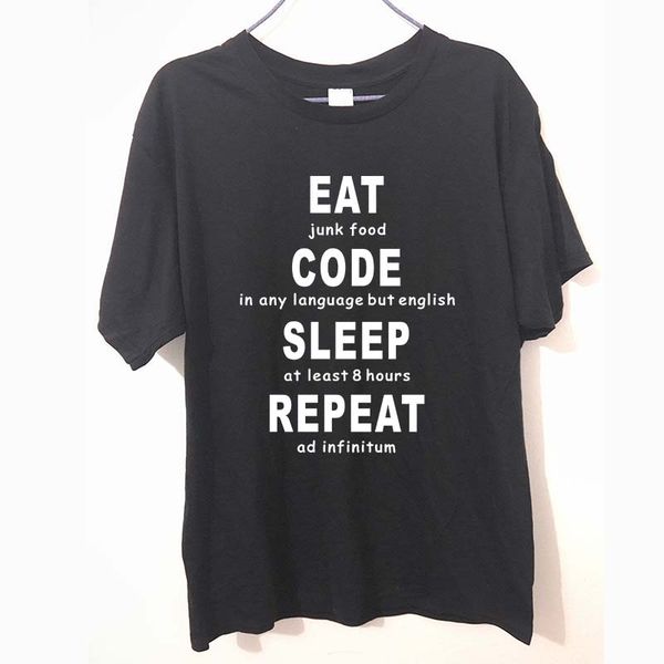 

geek programmer eat code sleep t-shirt funny printed novelty mens t shirt birthday tshirt tee more size and colors, White;black