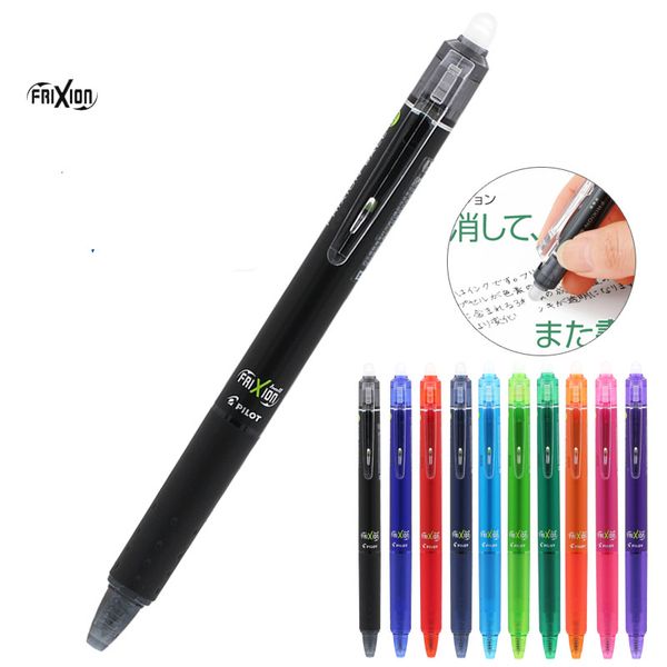 

1 pc pilot frixion ball knock retractable erasable gel pen 0.5mm extra fine assorted 10 colors available