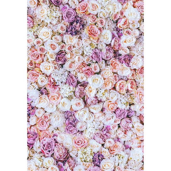 Digitaldruck Rosa Creme Lila Blumenwand Hintergrund Hochzeitsfotografie Romantische Rosenblüten Baby Mädchen Fotostudio Hintergründe Vinyl