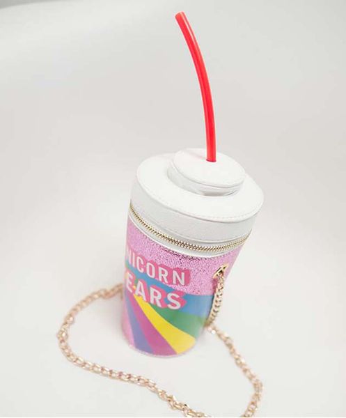 

Straw Coke Bottle Shape Bag Women Girls Little Purse Bucket Chain Bag