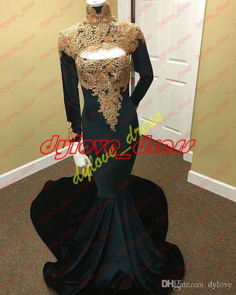 

2021 plus size african black girl prom dresses mermaid long sleeves prom dress arabic formal evening gowns dresses
