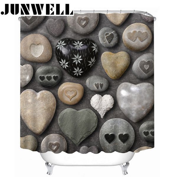

13pcs set polyester waterproof fabric shower curtains 3d stone printing bath curtain with 12 hooks shower curtain set