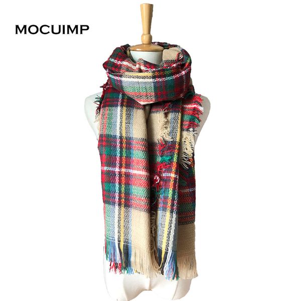 

women winter scarf warm plaid blanket girls tartan scarves female basic shawls fashion large echarpe ladies cashmere wraps foula, Blue;gray