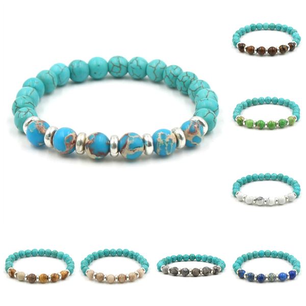 

natural stones beads bracelet tiger eyes green blue emperor imperial stone bracelet men boho turquoises bracelets, Black