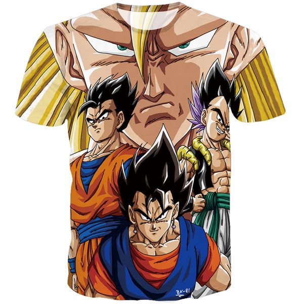 

новое прибытие мужчины / женщины 3d аниме супер saiyan dragon ball футболки с коротким рукавом смешные футболки harajuku фитнес повседневная, White;black