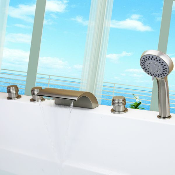 2019 Brushed Nickel Tub Shower Waterfall Faucet Free Ship Roman