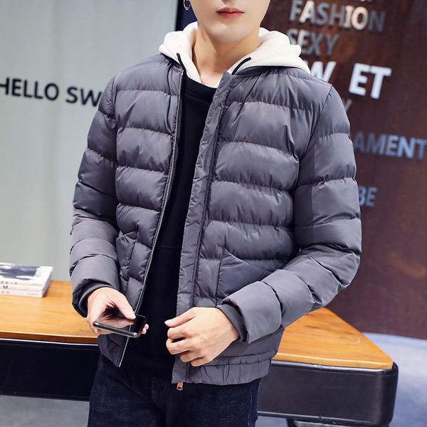 

fashion casual men winter jacket plus size winter coat trend cotton parka thicker warm zipper men jacket, Black