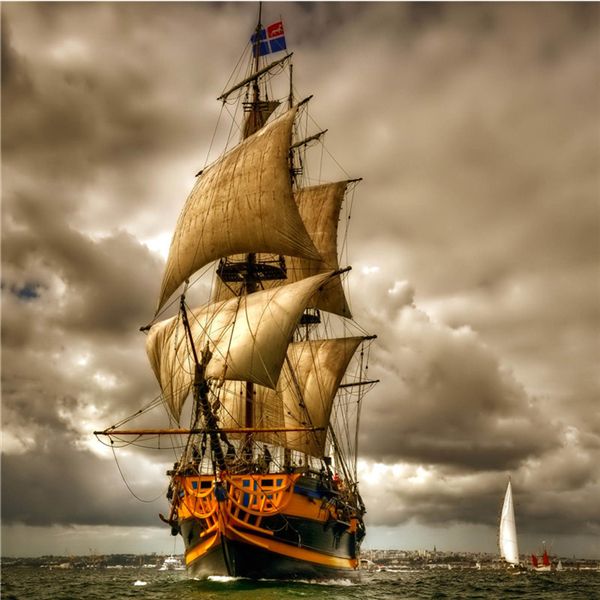 

diamond embroidery landscape sea sailboat diy diamond painting cross stitch kit resin full round diamond mosaic home decoration yx4116