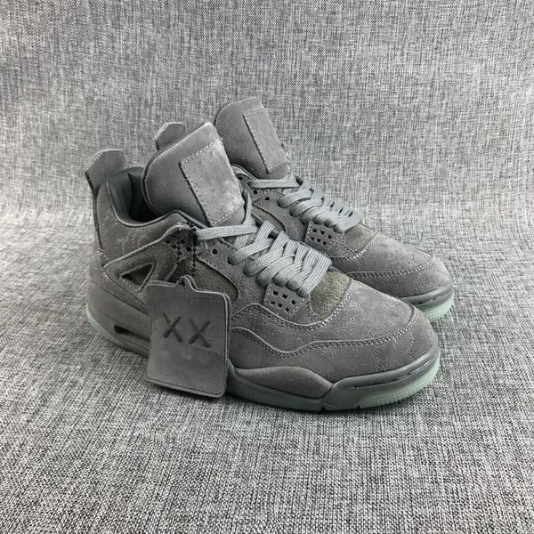 

(With Shoes Box) Hot 4 4s KAWS x Men Kaws XX Cool Grey Glow basket Shoes 4s KAWS Black Sneakers size 40-47