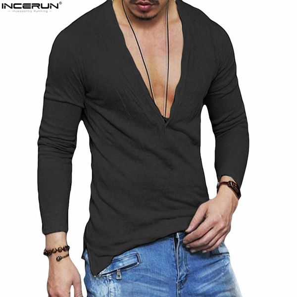 tee shirt manches longues col v homme