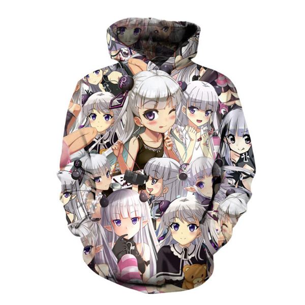 

almosun maria naruse anime collage 3d all over printed hoodies pockets sweatshirt hipster street wear men women us size, Black