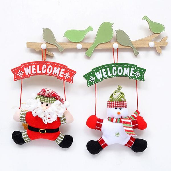 

welcome christmas ornaments xmas tree santa claus snowman hanging pendants drop xmas party supplies decoration for home new year cloth 35cm