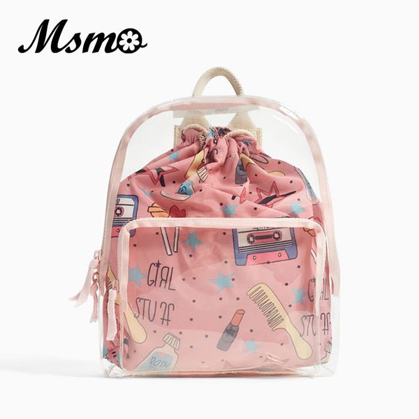 

2018 cute clear vinyl backpack transparent mini backpacks harajuku schoolbags backpacks for teenage girls small bag