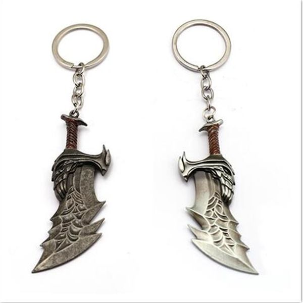 

hsic game jewelry god of war 4 keychain kratos axe guardian shield olympus sword key holder chains men jewelry, Silver