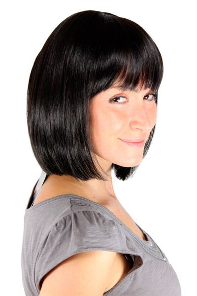 

wig black half length shoulder straight long bob with fringe mia 30 cm 7803-2, Black;brown