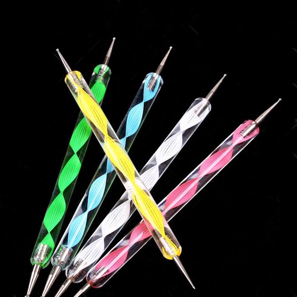 5-teiliges Nagelkunst-Dekorations-Punktierstift-Set für Acryl, 2-Wege-Marmorierungswerkzeug, Nagellack- und Lack-Maniküre-Punktstift-Kits