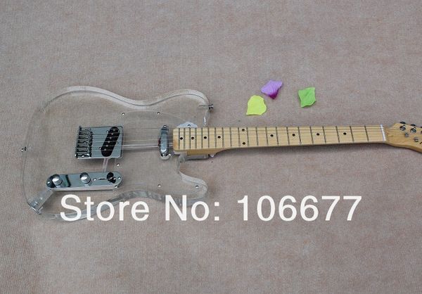 

f telecaster acrylic transparent electric guitar maple finger board chrome/ silvery hardware