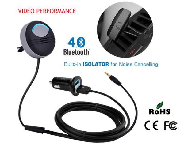 

noise cancelling aux handsbluetooth car kit built in isolated ic with fcc ce rohs