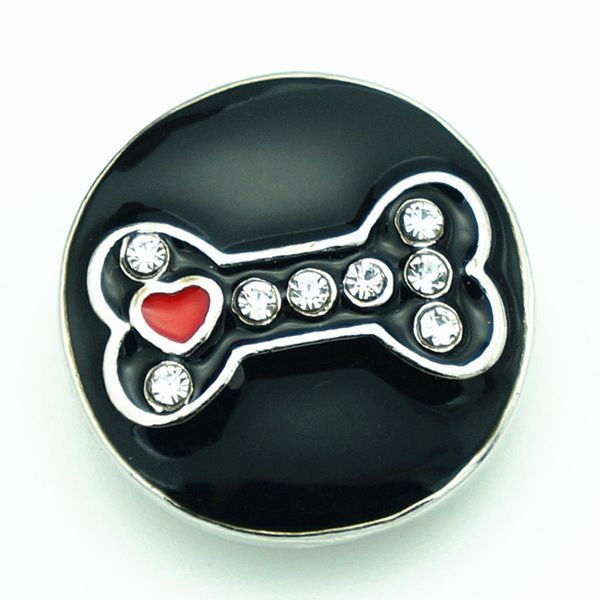 

10pcs 18mm enamel bone snap button partnerbeads interchangeable snap jewelry fit lovely dog necklace bracelet jewelry 2018, Bronze;silver