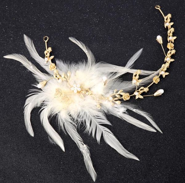 

smart white feather feather headdress simple goddess hair hair band, Silver