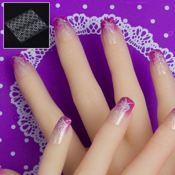 

jq 24 pcs nail art tips in 1 box with nail glue tape press on false tips full cover fake tip 10 sizes faux ongles jq055, Red;gold