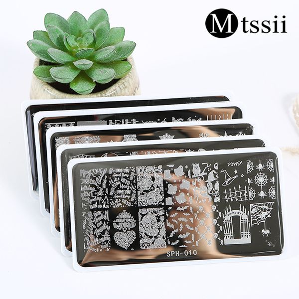 

mtssii christmas & halloween series nail stamping plates nail art printing template multi-style art transfer plate tools, White