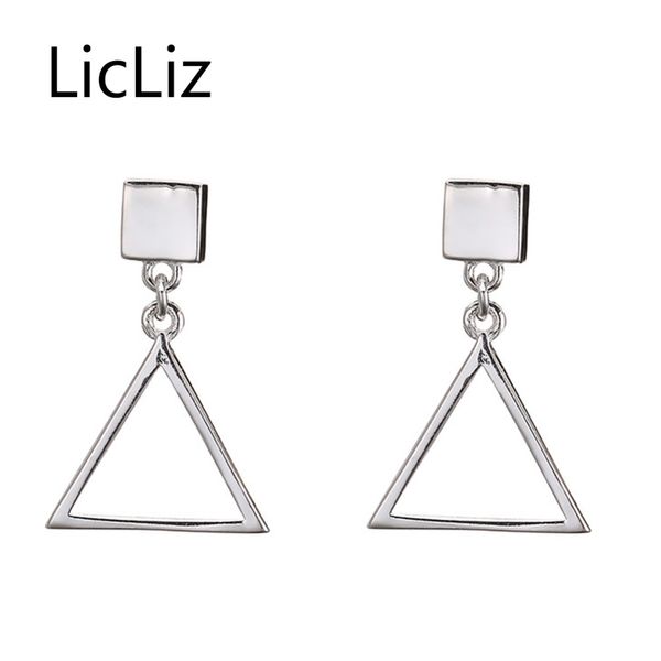 

licliz fashion triangle 925 sterling silver drop earrings for women party jewelry brincos pendientes joyas de plata 925 le0410, Golden;silver