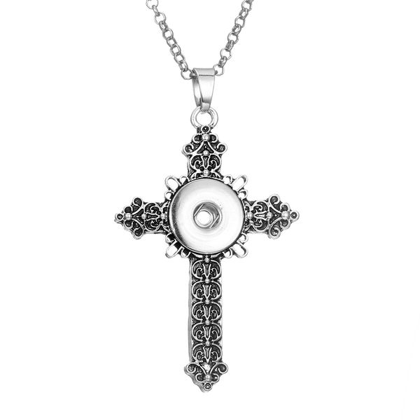 

vintage noosa chunks snaps jewelry 18mm snap button cross necklace for women snap button jewelry, Silver