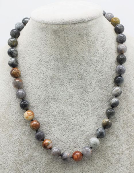 

eagle eye agates round 10mm necklace 17" nature fppj wholesale, Silver