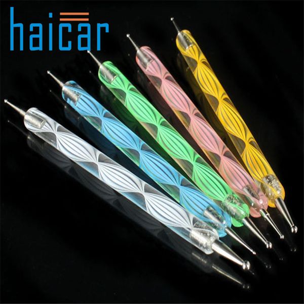 

haicar 5pcs multi coloured double ended nail art dotting/marbleizing tools, Silver