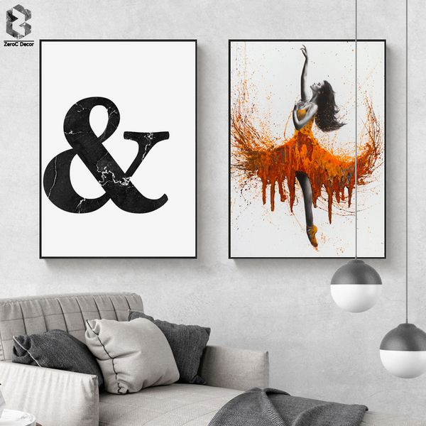 

modern canvas posters and prints dancing girl painting wall art picture nordic mable symbol decorative for living room decor