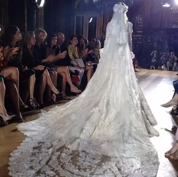 

luxry zuhair murad 2 tiers long 5 m *3 m cathedral lace edge bridal wedding veil ing, Black