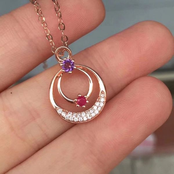 

fidelity natural ruby & crystal pendants s925 sterling silver fashion fine jewelry gift for women party natural red gemstone