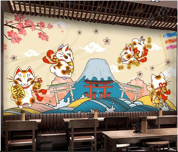 

3d wallpaper custom p mural lucky cat japanese food sushi restaurant background wall murals wallpaper for walls 3 d