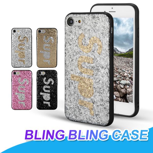 

For iphone x 8 plu bling glitter hockproof back cover ca e for iphone 6 7 8 plu luxury glitter phone ca e without package